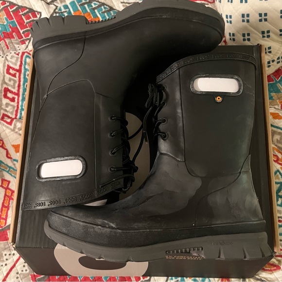 Bogs Black Amelia Lace-Up Rain Boot - Women 11 100% Waterproof - Picture 10 of 16